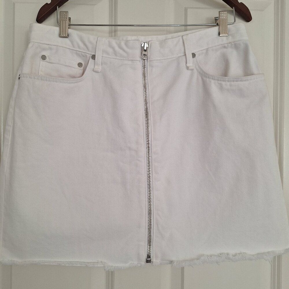 Rag & Bone Women's White Denim Anna Zip-Up Mini Skirt, Size 32